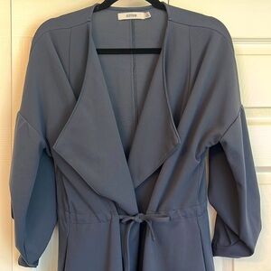 JUST FAB Blue Jacket Cardigan Tie Waist Loose Adjustable Fit Sz L
